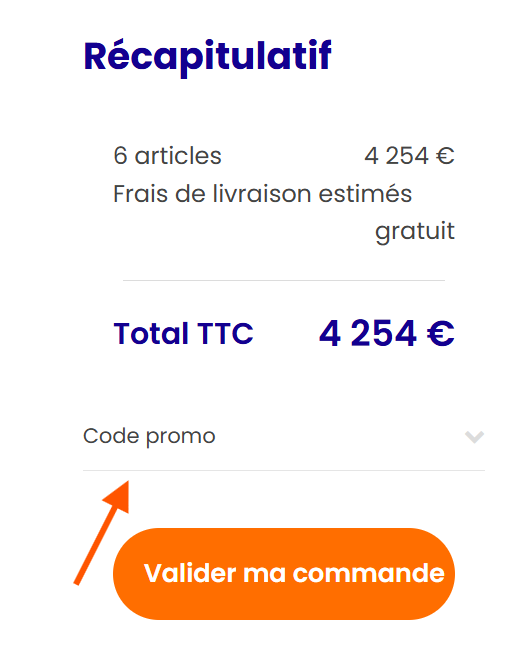 Panier MonKitSolaire avec le champ code promo