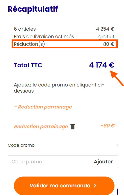 R&eacute;duction appliqu&eacute;e gr&acirc;ce au code de parrainage MonKitSolaire